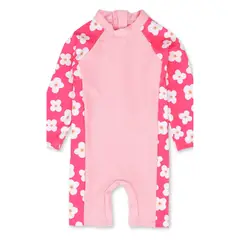 JUMP KIDS - Traje de Baño Enterito Manga Larga Niña Flores Rosa