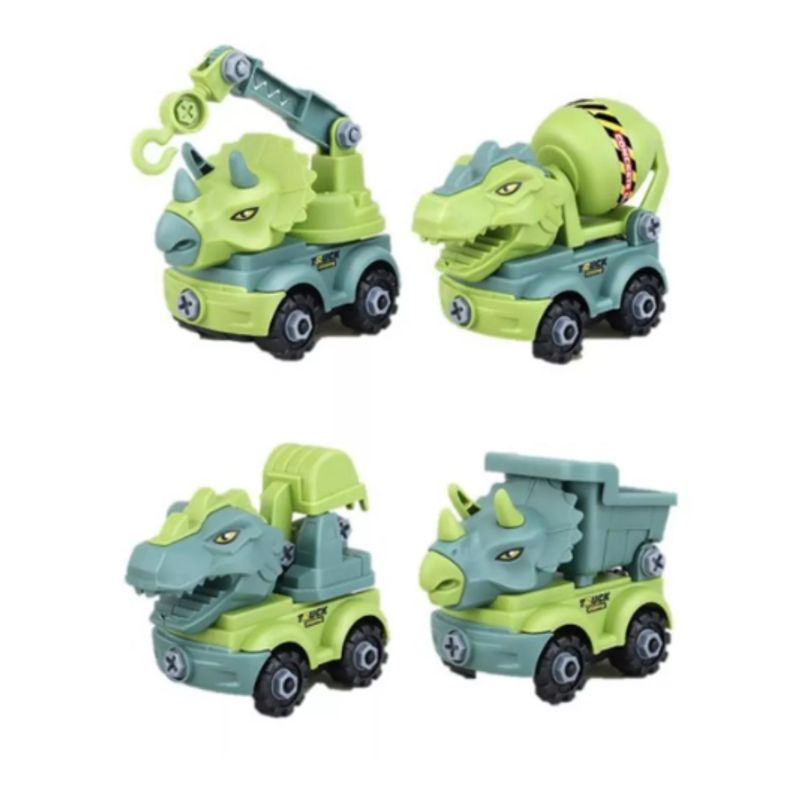 GENERICO - Set 4 Juguetes Camion Dinosaurios Rex Y Triceratops Surtidos