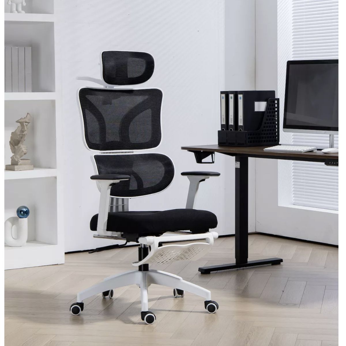 HOMER DESIGN - Silla Ergonómica Oficina Ejecutiva Reclinable Con Colgador de ropa