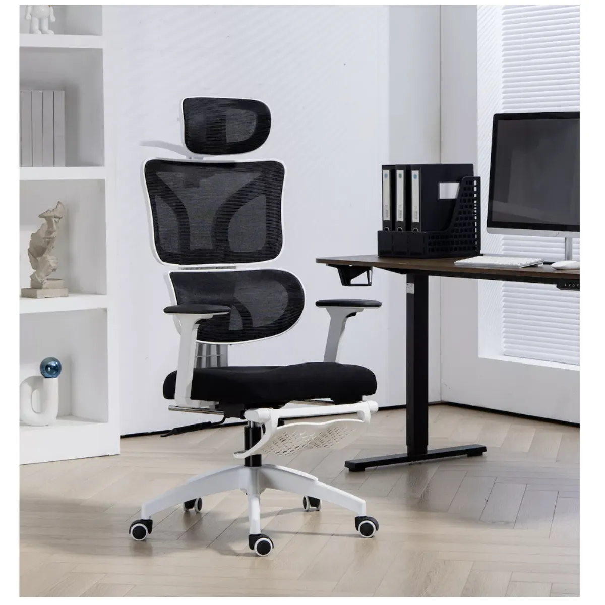 HOMER DESIGN - Silla Ergonómica Oficina Ejecutiva Reclinable Con Colgador de ropa