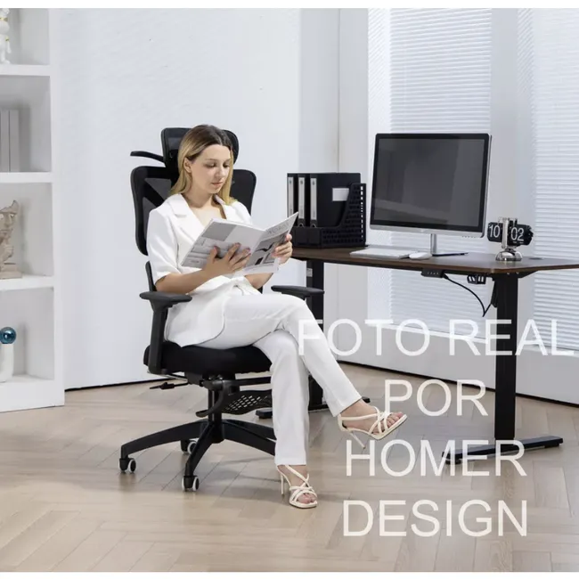 HOMER DESIGN - Silla Ergonómica Oficina Ejecutiva Reclinable Con Colgador de ropa