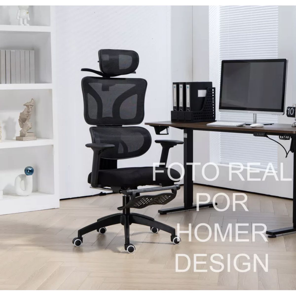 HOMER DESIGN - Silla Ergonómica Oficina Ejecutiva Reclinable Con Colgador de ropa