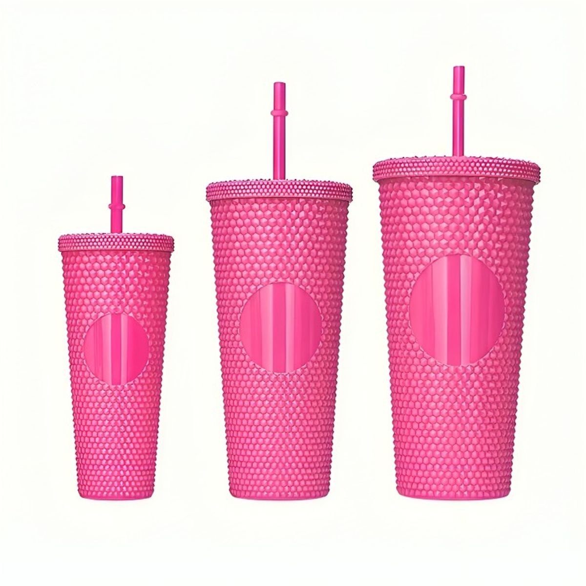 OEM - Pack De 3 Vasos Tumbler Tipo Starbucks rosa.