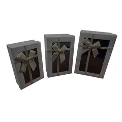 GENERICO - CAJA RECTANGULAR TRIPLE VENTANA GRIS X1 UNI