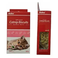 GENERICO - Catnip Galletas Sabor Salmón Bioline Snack Comida Para Gatos