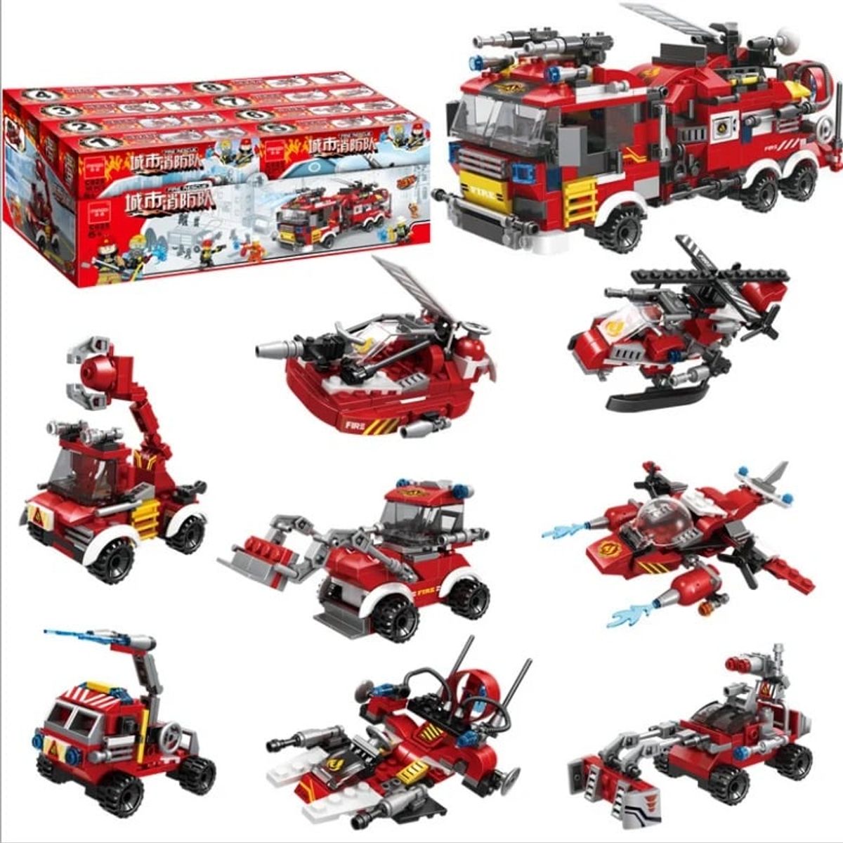 GENERICO - Camión De Bombero 8 En 1 Bloques De Construcción