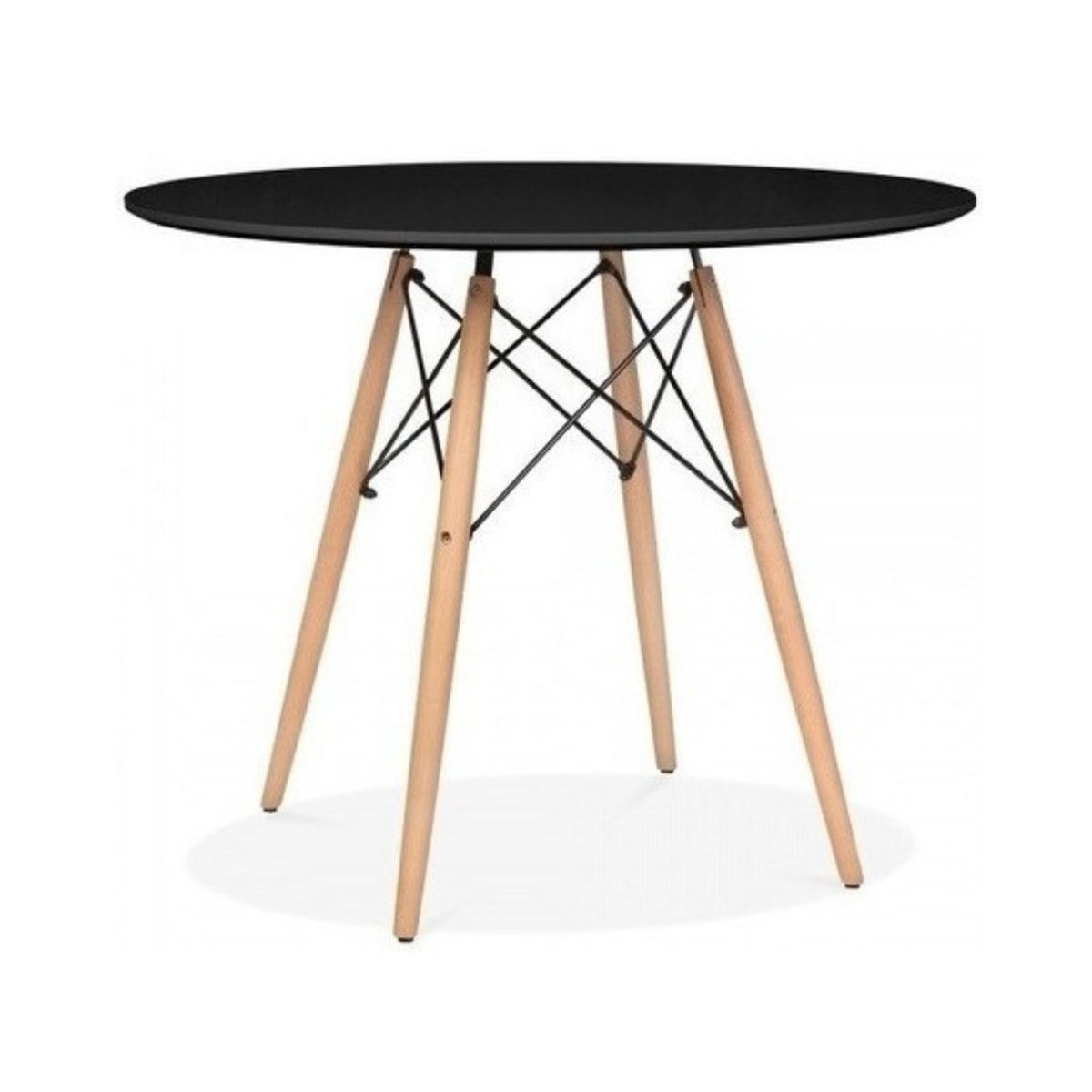 PANDALINO - Mesa redonda de comedor 80cm blanca Pandalino - Negro