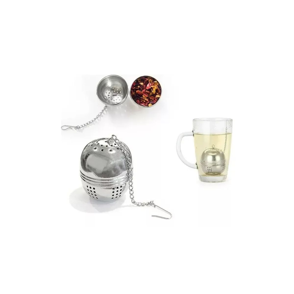 GENERICO - Pack De 2 Filtro Para Infusiones De Té Acero Inoxidable