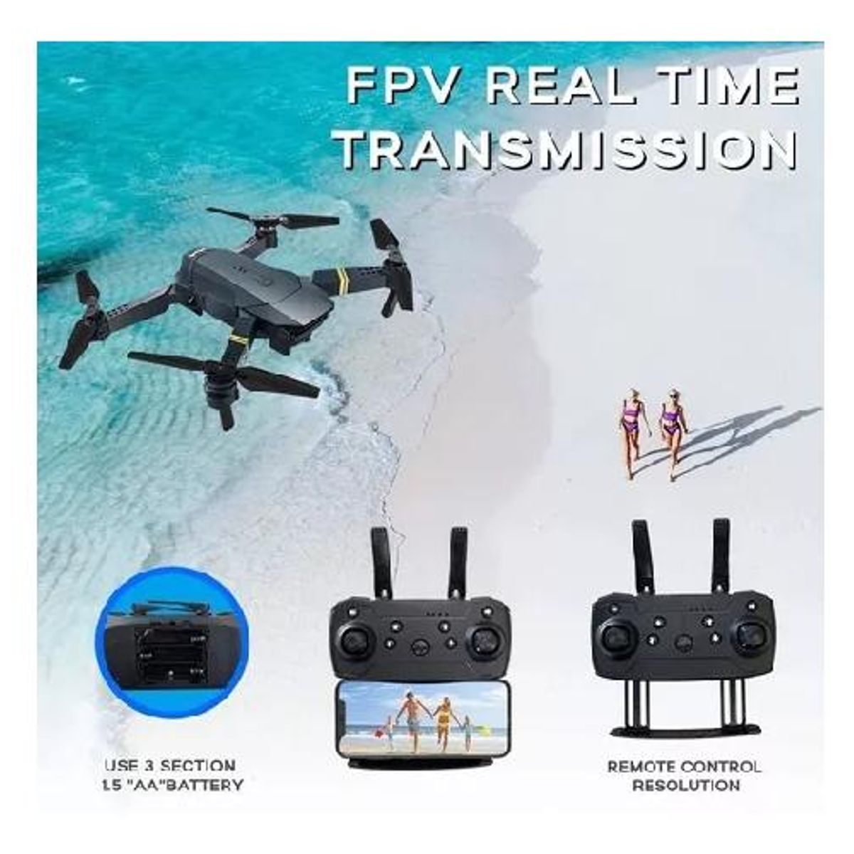 GENERICO - Dron FullHD profesional con cámara dual WiFi