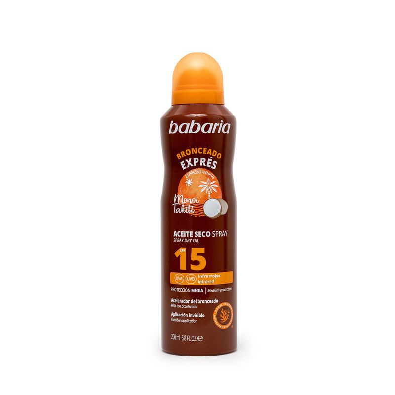 BABARIA - Aceite Corporal Bronceador en Bruma SPF15 200 ml
