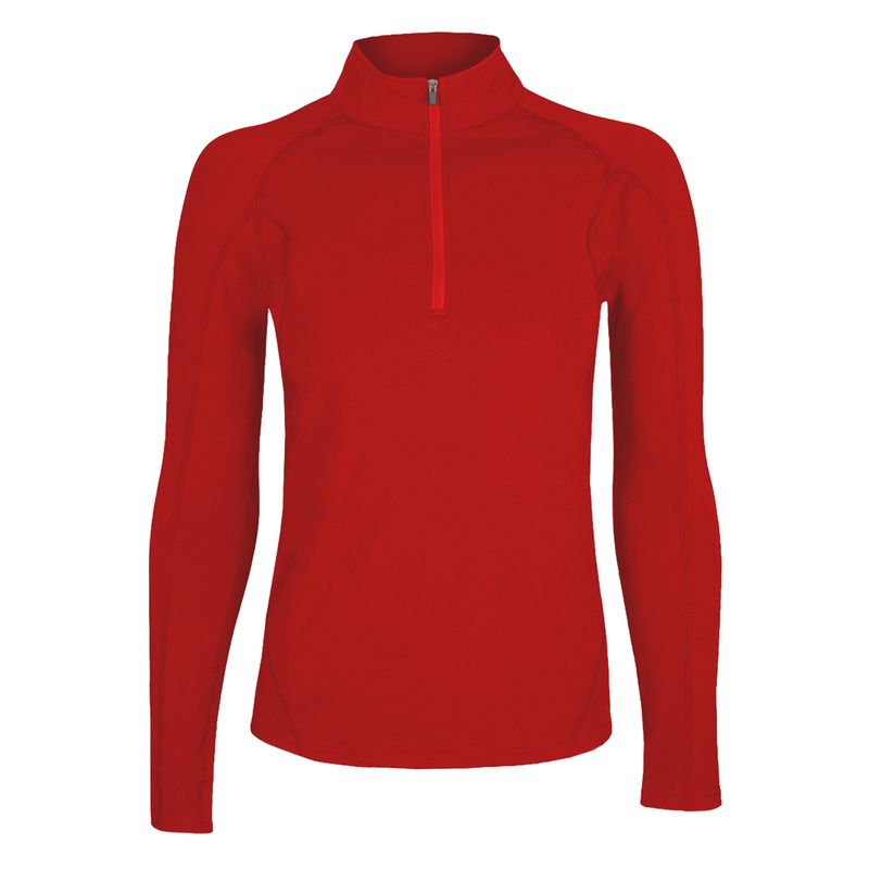 ANDESLAND OUTDOOR APPAREL - Polera Micropolar I Capa con Cierre Chilla Roja Mujer