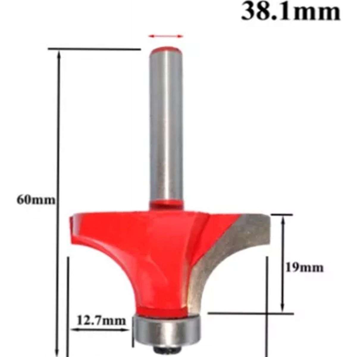 GENERICO - Fresa Madera Cuarto Rodon Vástago 6 mm ½ 12.7 mm  1pc