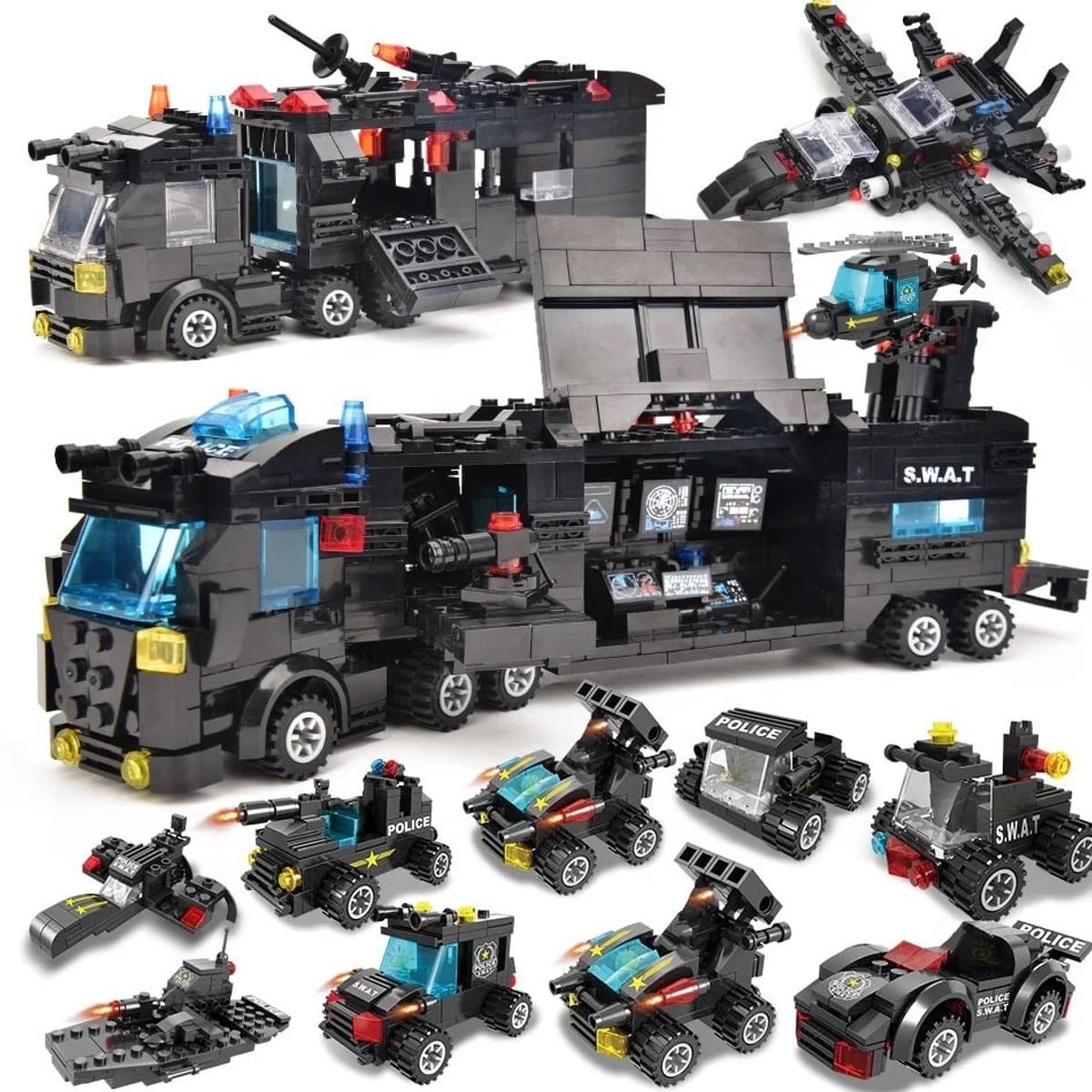 GENERICO - Camion Swat Policia 8 En 1 Bloques De Construcción