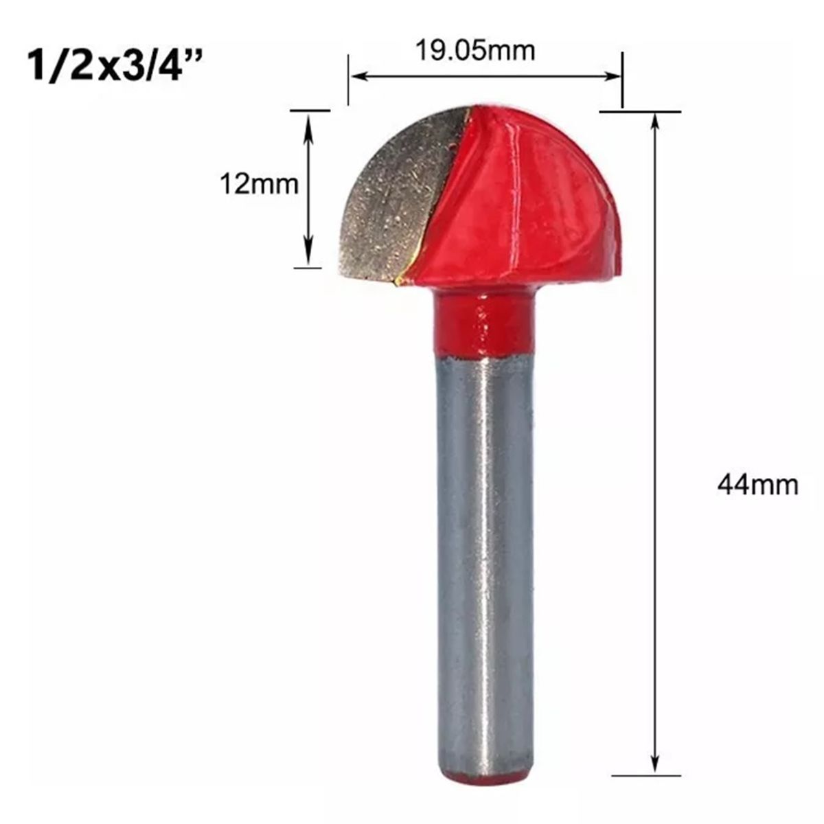 GENERICO - Fresa Madera Media Caña Vástago ½  X ¾  1pcs x 17 mm