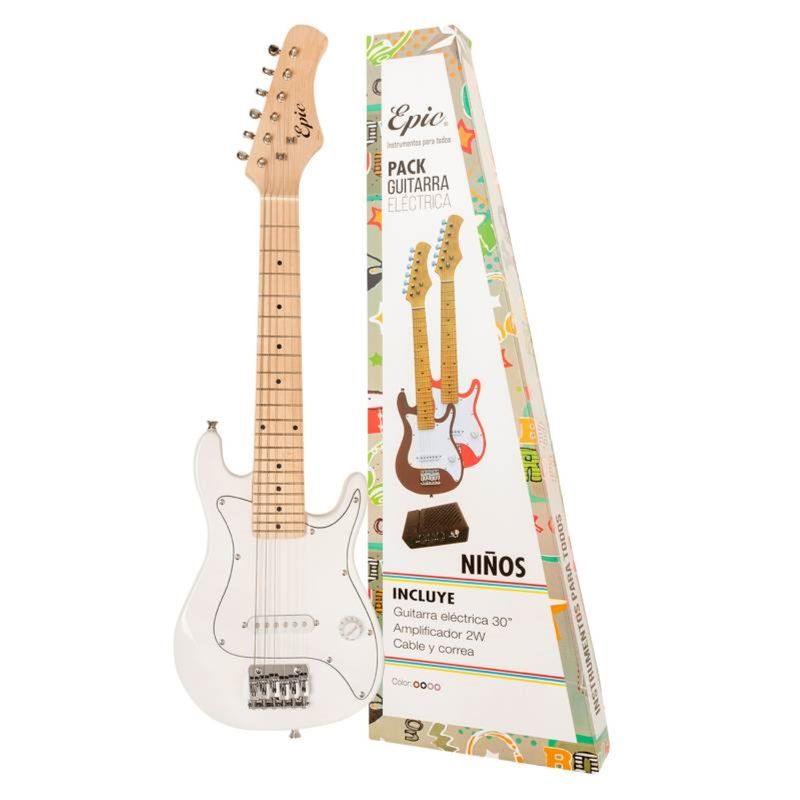 EPIC - Pack Guitarra Eléctrica Niños Con Amplificador Blanca 2W