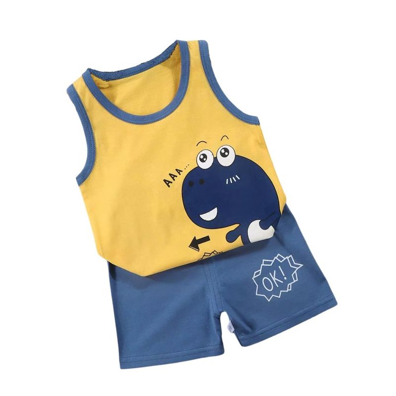 KIVARA - Conjunto Niño Short Polera Sin Mangas Algodón Dino