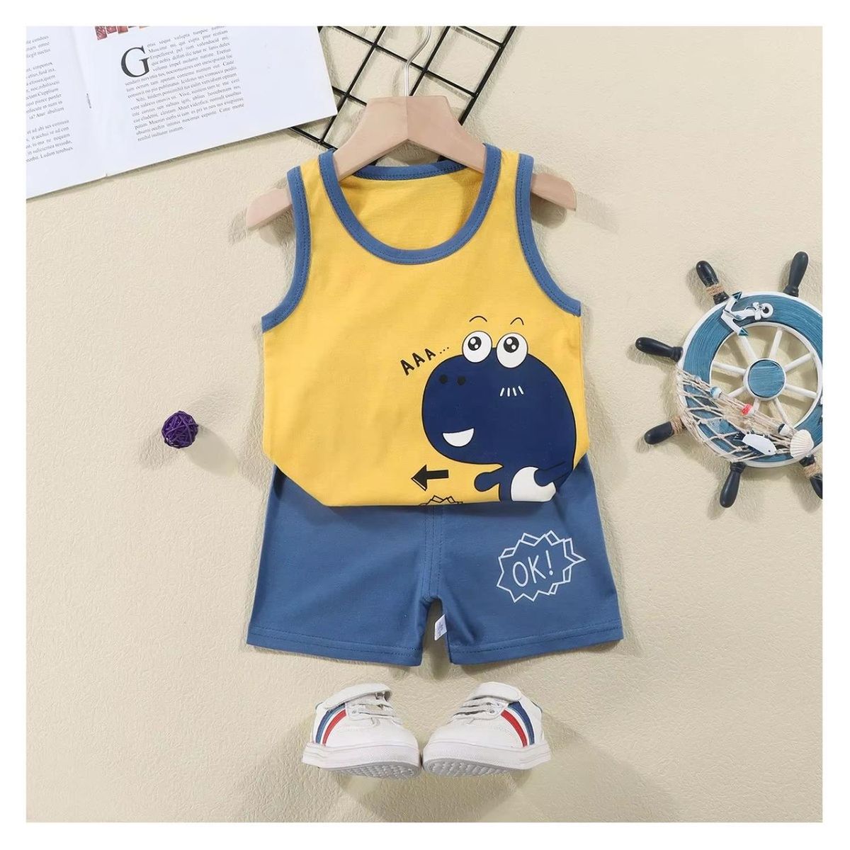 KIVARA - Conjunto Niño Short Polera Sin Mangas Algodón Dino