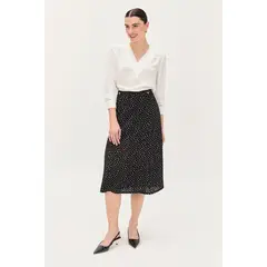 MA GRIFFE - Falda Evase Estampada Negro Magriffe