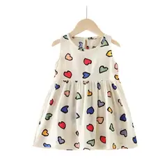 KIVARA - Vestido Niña Sin Mangas Algodon Verano Estampado Corazon