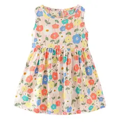 KIVARA - Vestido Niña Sin Mangas Algodon Verano Estampado Florcitas