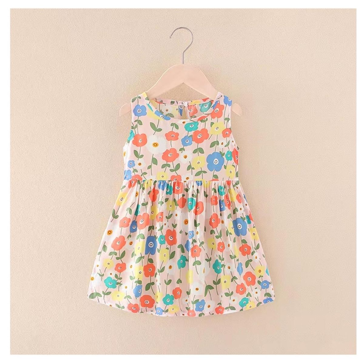 KIVARA - Vestido Niña Sin Mangas Algodon Verano Estampado Florcitas