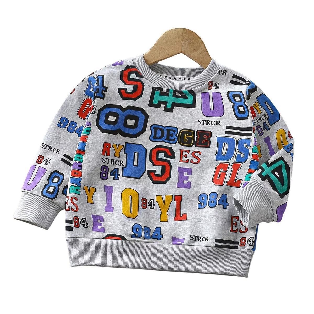 KIVARA - Poleron Infantil Algodon Diseño Numeros Gris