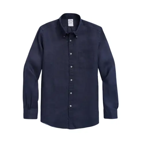BROOKS BROTHERS - Camisa Irish Linen Sport Shirt Azul