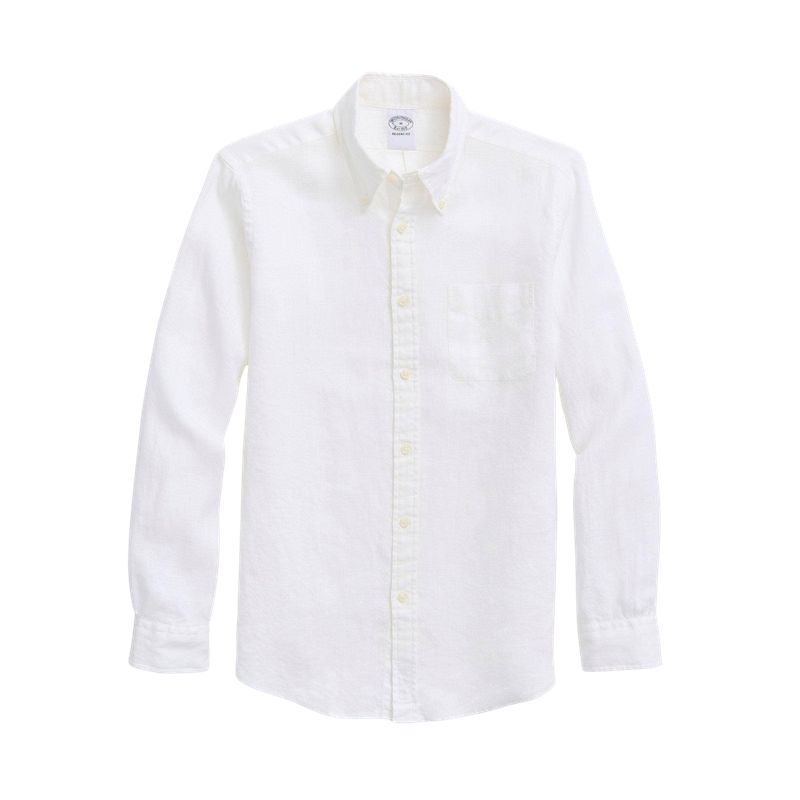 BROOKS BROTHERS - Camisa Irish Linen Sport Shirt Blanco_.