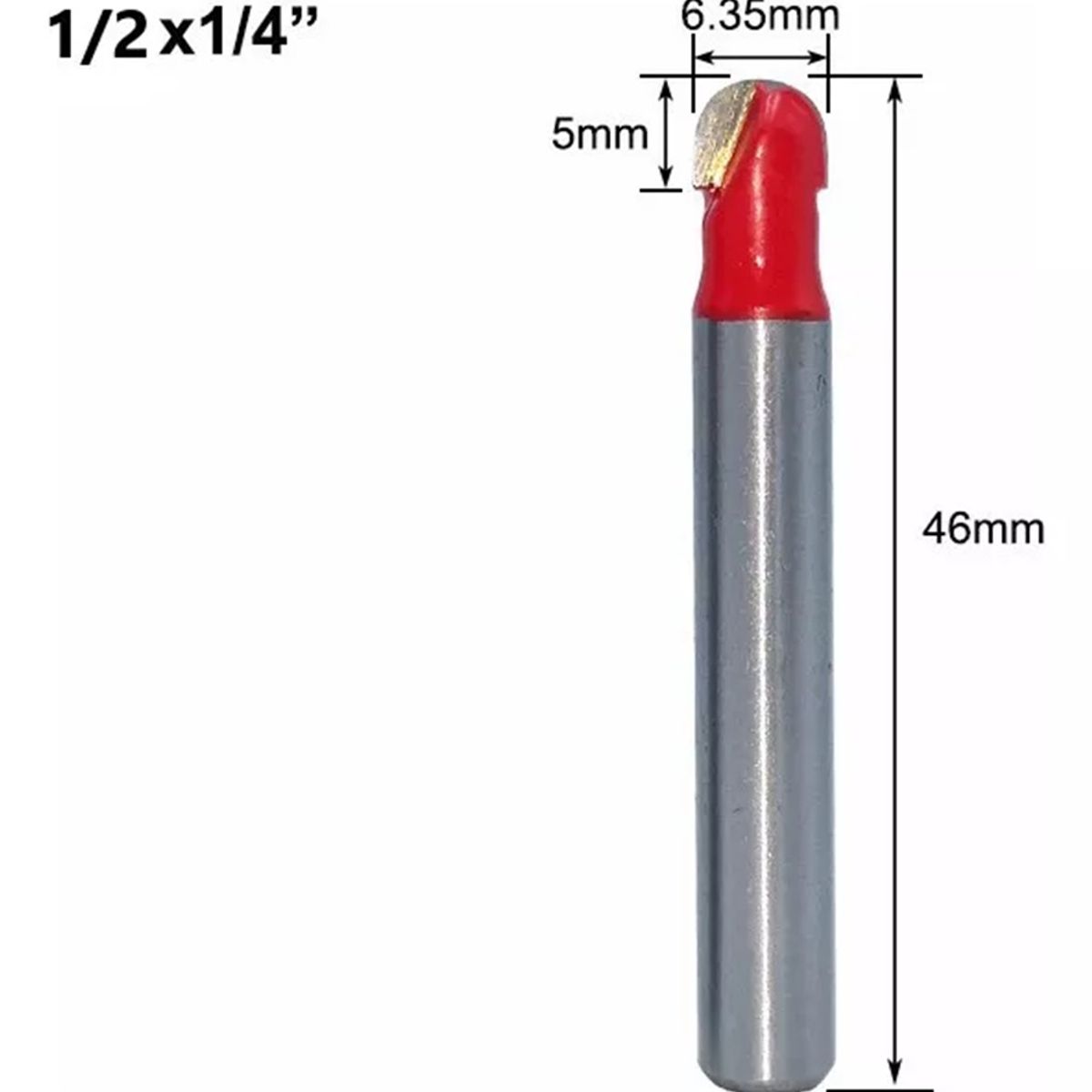 GENERICO - Fresa Madera Media Caña Vástago ½ X ¼ 1pcs