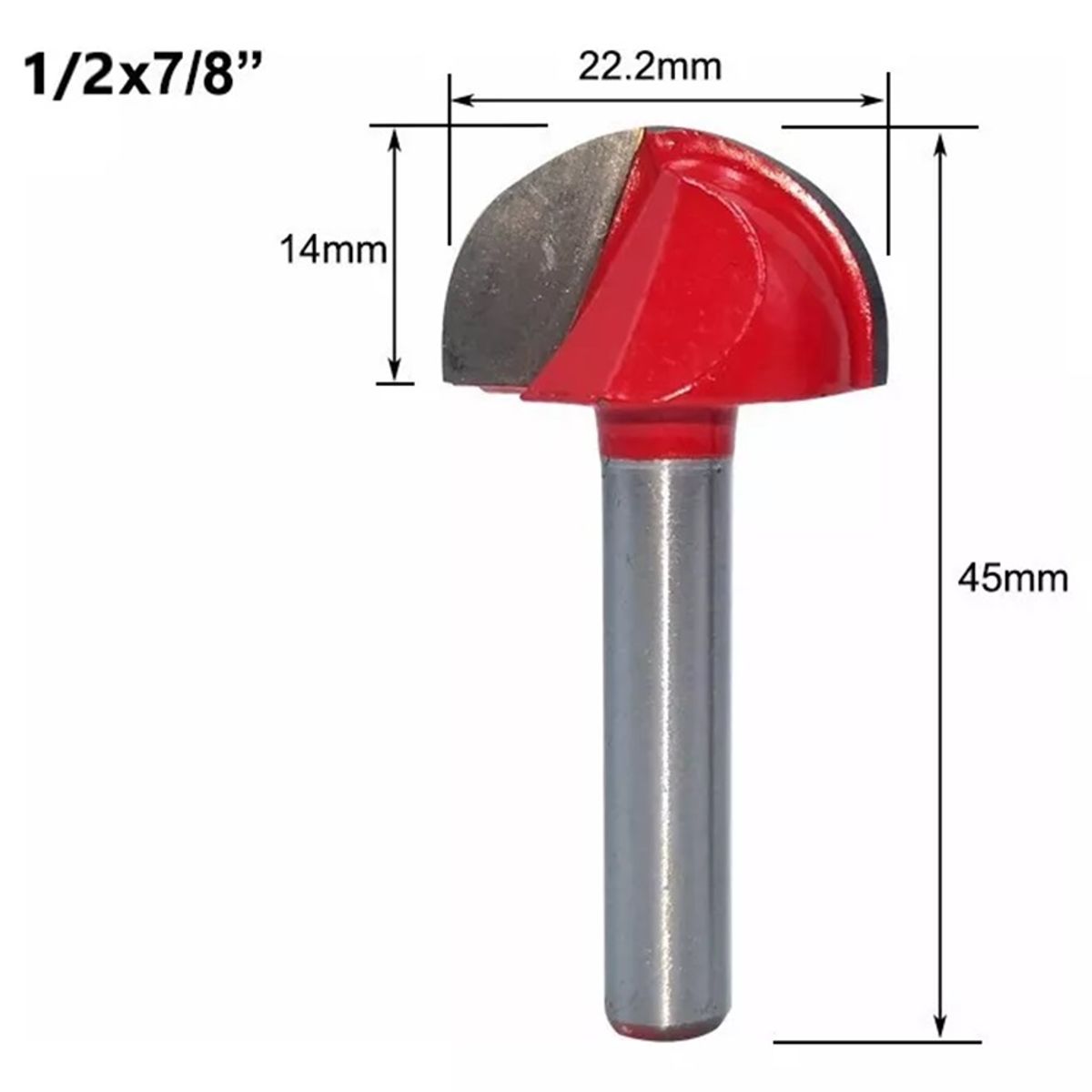 GENERICO - Fresa Madera Media Caña Vástago ½ X 7/8 1 pcs