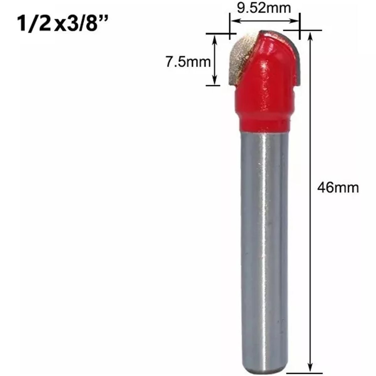 GENERICO - Fresa Madera Media Caña Vástago ½ X 3/8  1 pcs