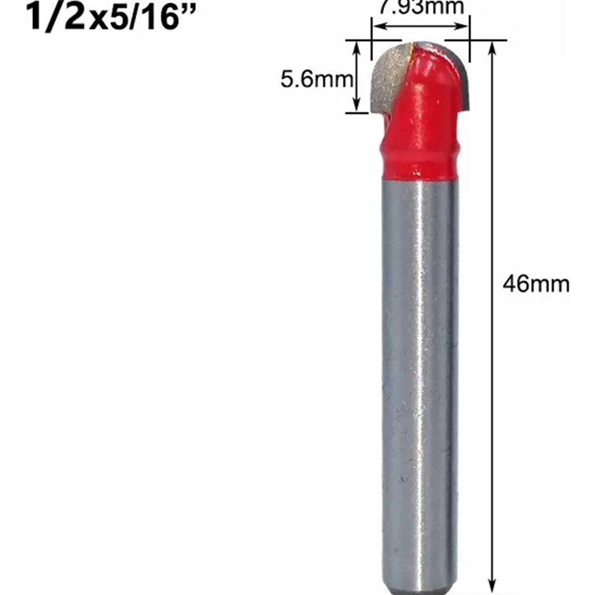 GENERICO - Fresa Madera Media Caña Vástago ½ X 5/16  1 pcs