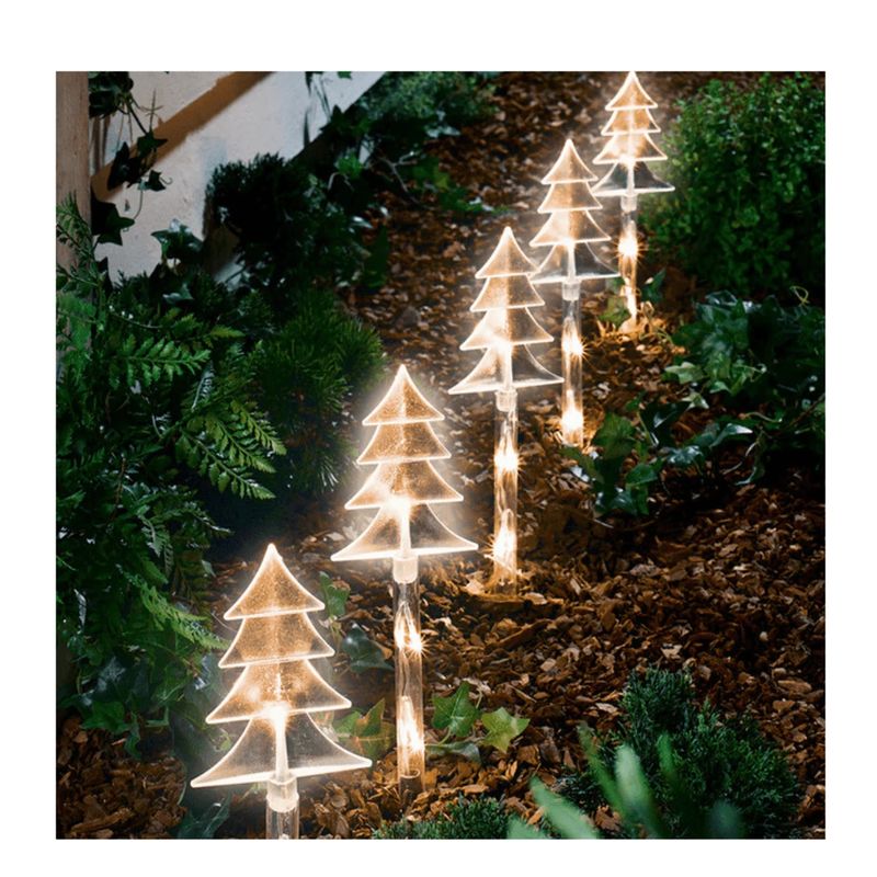 GENERICO - 5 Estacas forma de pino LED a pilas para jardín