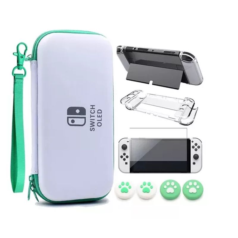 GENERICO - Bolso Funda Estuche Mica Vidrio + Grips Nintendo Switch Oled