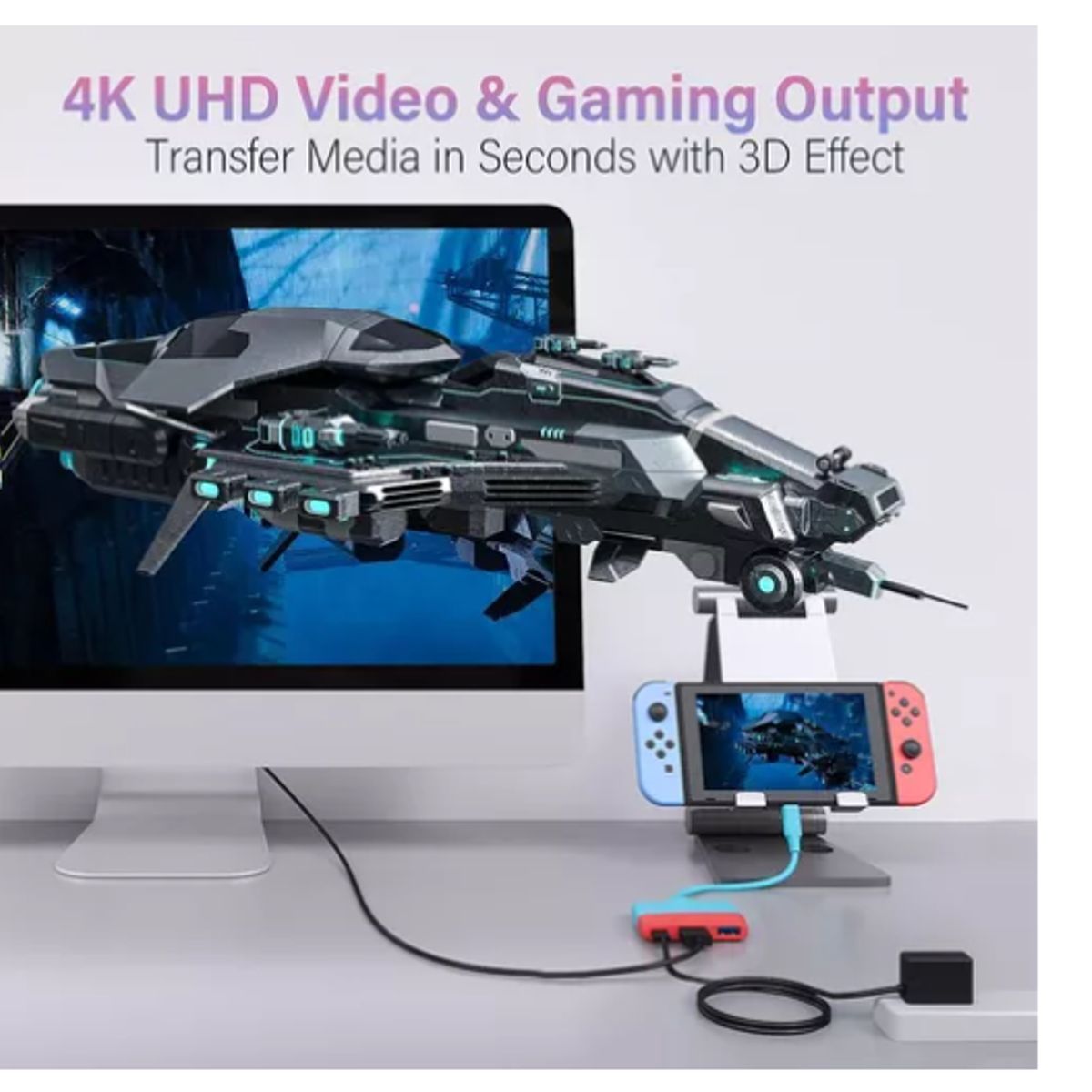 GENERICO - Base De Conexión Para Nintendo Switch Tv Hdmi Y Usb 3.0