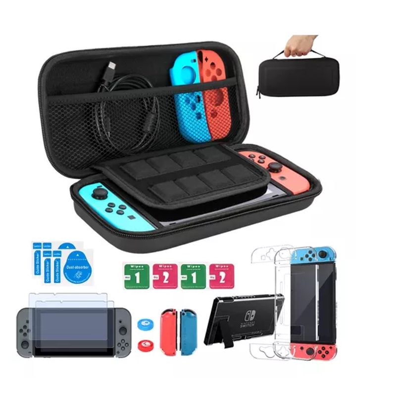 GENERICO - Estuche Protector Para Nintendo Switch Normal Pack 17 En 1