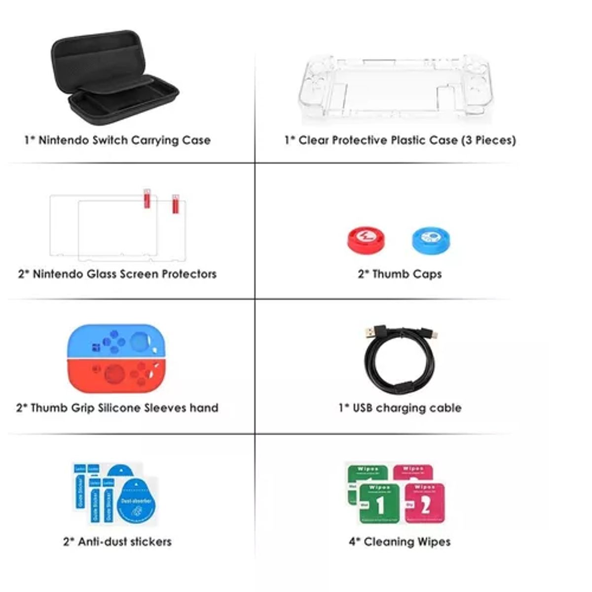 GENERICO - Estuche Protector Para Nintendo Switch Normal Pack 17 En 1