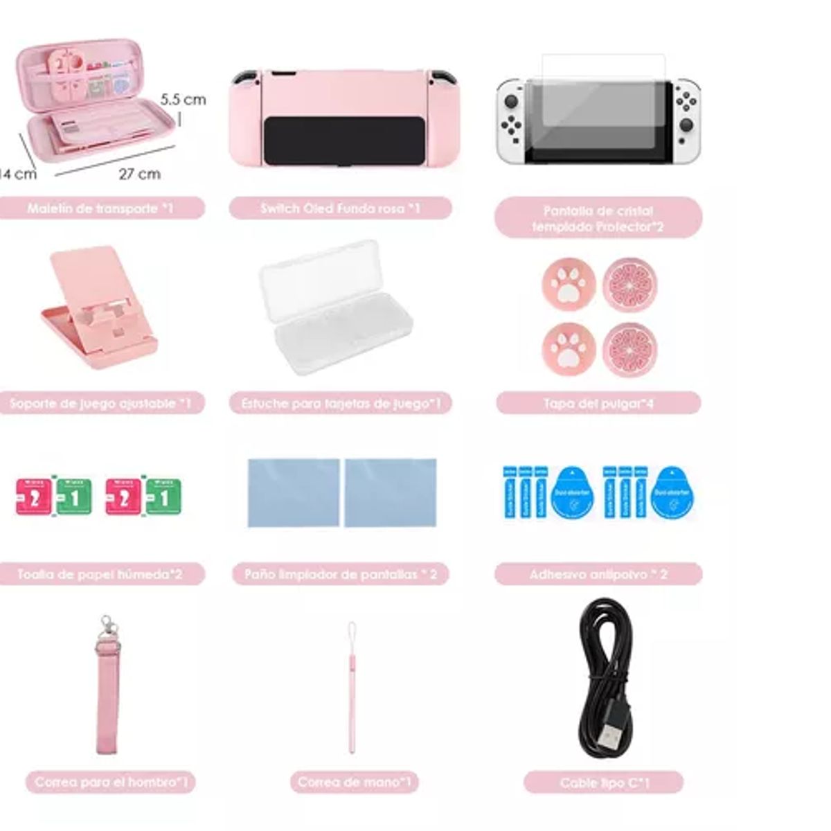GENERICO - Estuche Protector Sakura Para Nintendo Switch Oled 23 En 1