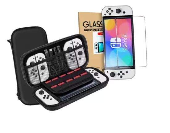 GENERICO Estuche Protector Duro + Lamina Mica Nintendo Switch Oled H9