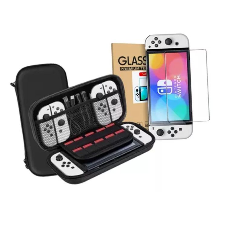 GENERICO - Estuche Protector Duro + Lamina Mica Nintendo Switch Oled H9