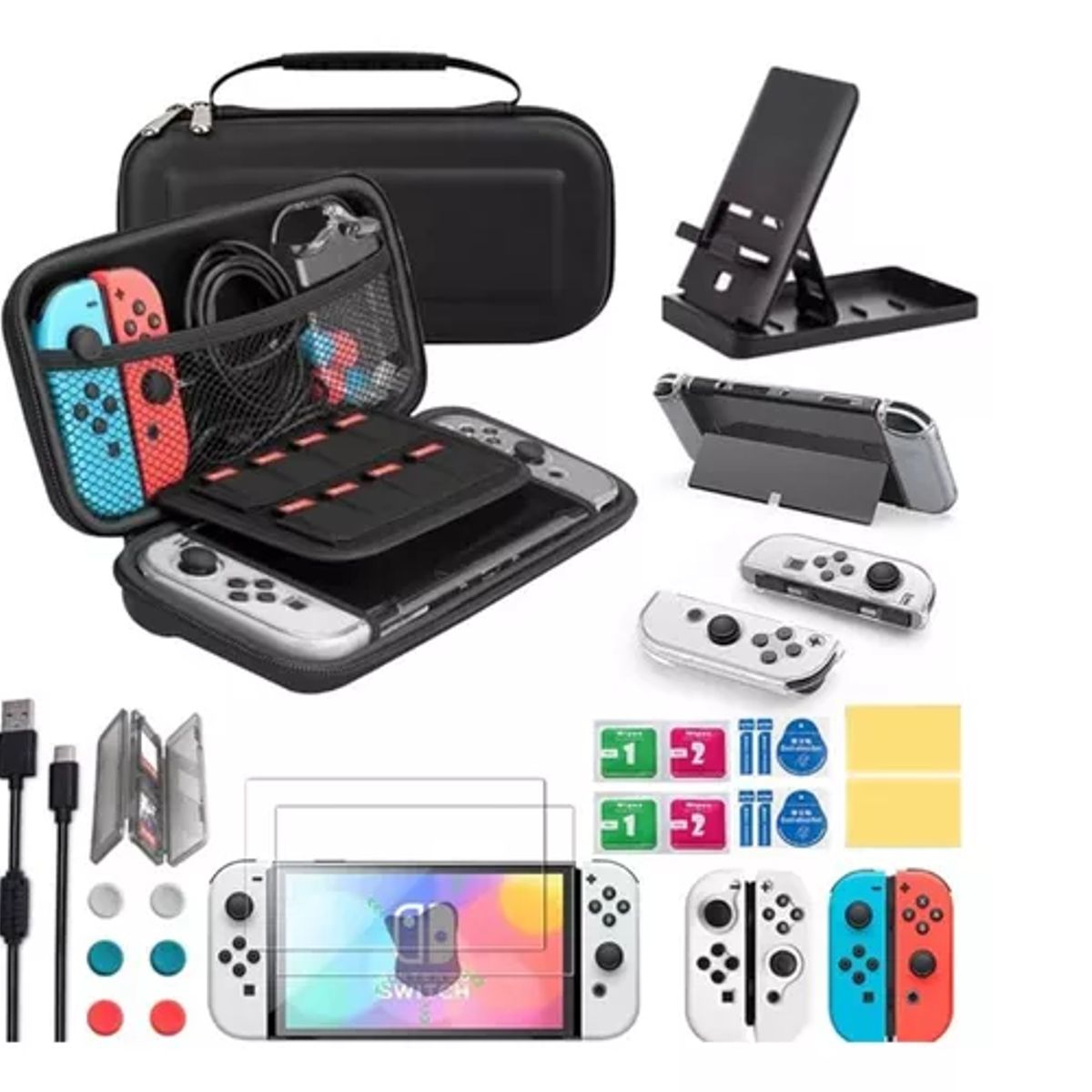 GENERICO - Estuche Protector Para Nintendo Switch Oled Pack 27 En 1