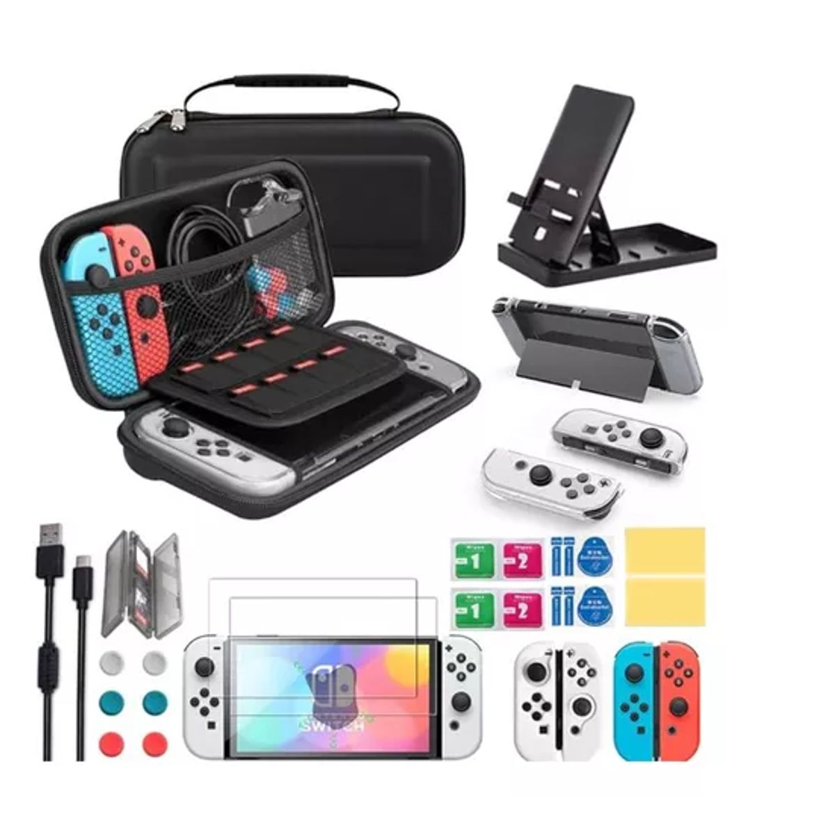 GENERICO - Estuche Protector Para Nintendo Switch Oled Pack 27 En 1