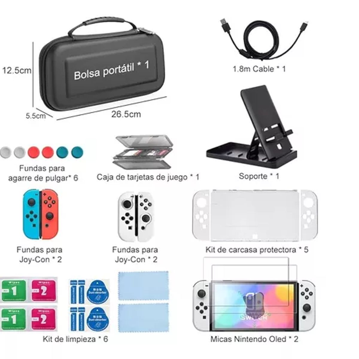 GENERICO - Estuche Protector Para Nintendo Switch Oled Pack 27 En 1