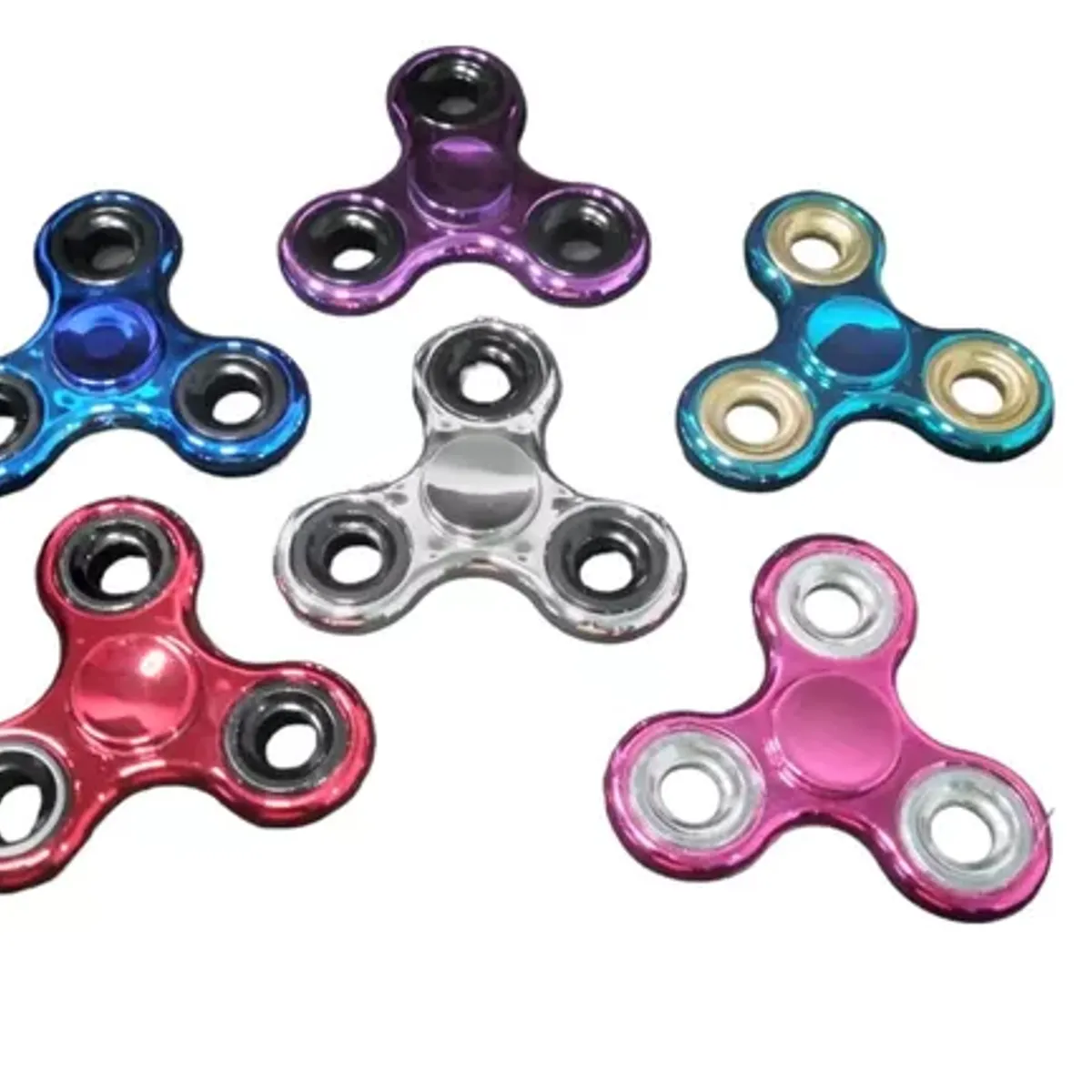 GENERICO - Pack X6 Fidget Spinner Anti Estrés Spinner Metalicos Tecno B