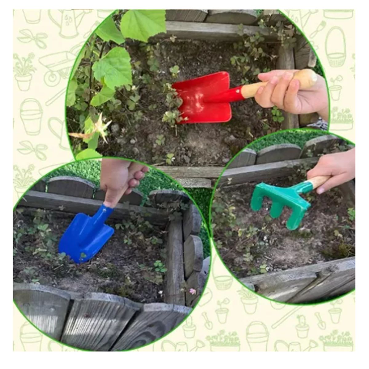 GENERICO - Set Jardinería Mini Palas Rastrillo Flores Plantas Niños
