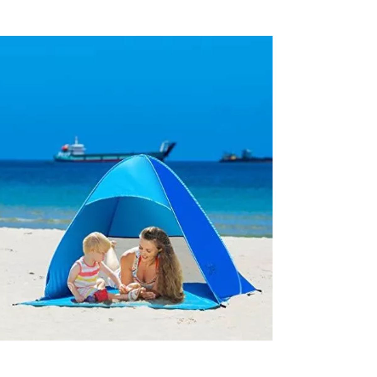 GENERICO - Carpa De Playa Portatil Azul Plegable Proteccion Uv