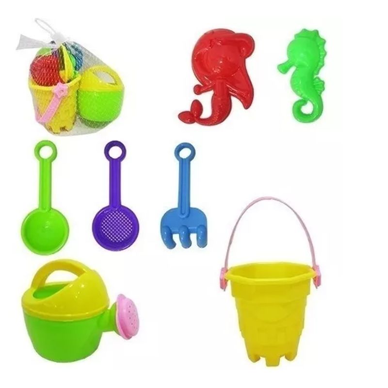 GENERICO - Cubo de playa infantil de 8 piezas con regadera y accesorios