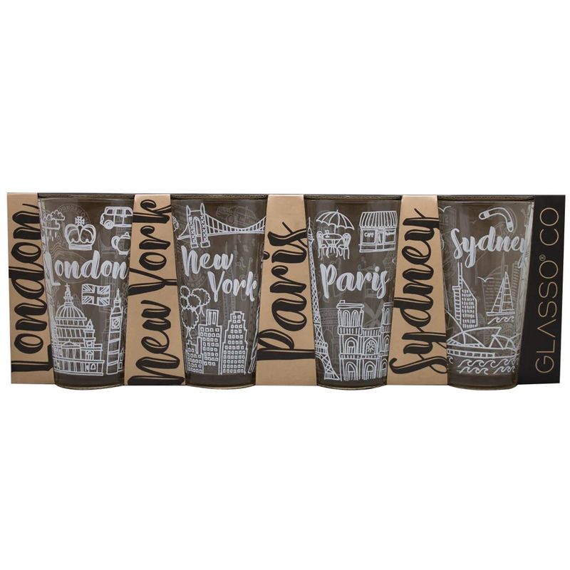 GLASSO - Set De 4 Vasos City Colletion Glasso 475 Ml