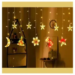 GENERICO - Cortina LED con 5 Figuras Navideñas 3 M