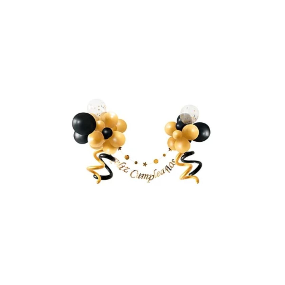 GENERICO - Set De Globos Látex Guirnalda Cumpleaños Negro-Dorado 33pcs